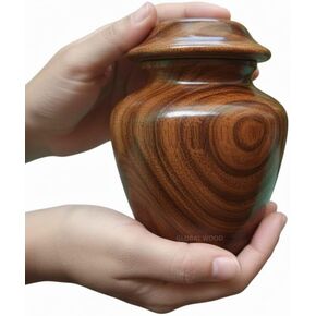 Wooden Urn, Handcrafted Mango Wood Cremation Urn, for Man and Women Human Ash Size Small 20 Cubic Inches, Keepsake in Saudi Arabia