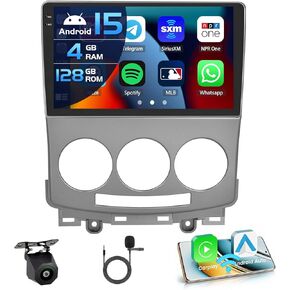 راديو ستيريو للسيارة 2+64G Android 13 CarPlay لسيارة Mazda 5 2005-2010، شاشة لمس عالية الدقة 9 بوصة متوافقة مع Android Auto، كاميرا احتياطية AHD، وصلة مرآة، GPS، WiFi، FM RDS in Kuwait