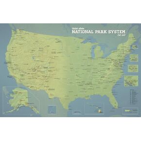 US National Park System Units Map 24x36 Poster (Natural Earth) in Kuwait