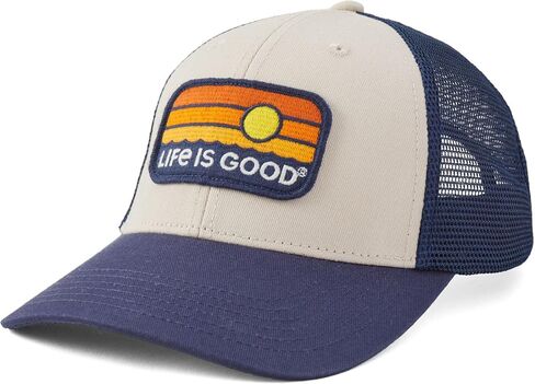 Life is Good - قبعة سائقي الشاحنات ذات شريط مائي Sunrise للجنسين، لون عظمي، المقاس: O/S in Saudi Arabia