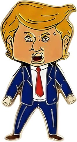 دبوس طية صدر السترة Happy Trump - شارة دبوس من المينا الممتازة، هدية سياسية قابلة للتجميع، إكسسوار مبتكر للسترة والقبعة وحقيبة الظهر والعرض in Kuwait