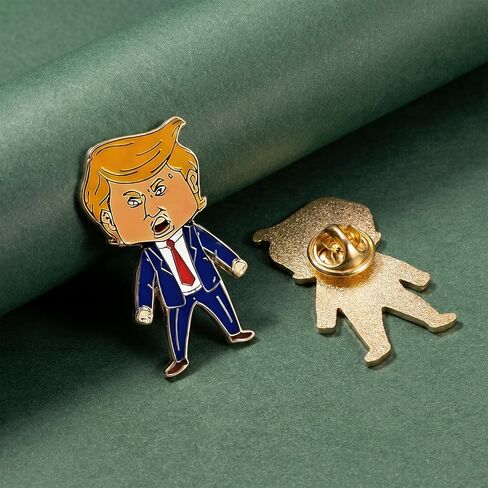 دبوس طية صدر السترة Happy Trump - شارة دبوس من المينا الممتازة، هدية سياسية قابلة للتجميع، إكسسوار مبتكر للسترة والقبعة وحقيبة الظهر والعرض in Kuwait
