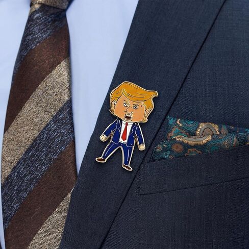 دبوس طية صدر السترة Happy Trump - شارة دبوس من المينا الممتازة، هدية سياسية قابلة للتجميع، إكسسوار مبتكر للسترة والقبعة وحقيبة الظهر والعرض in Kuwait