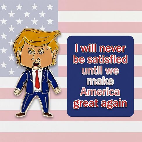 دبوس طية صدر السترة Happy Trump - شارة دبوس من المينا الممتازة، هدية سياسية قابلة للتجميع، إكسسوار مبتكر للسترة والقبعة وحقيبة الظهر والعرض in Kuwait