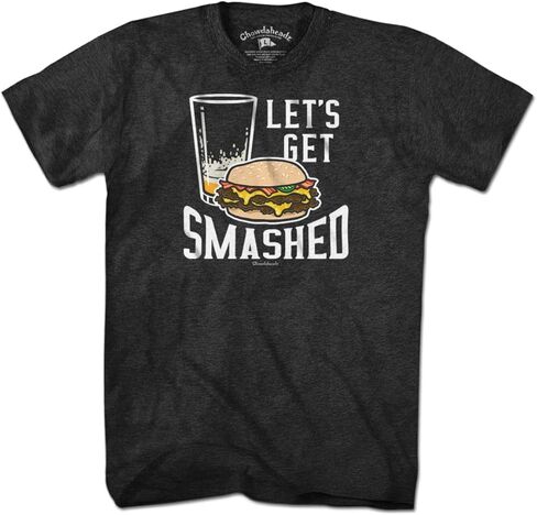 Chowdaheadz Let's Get Smashed Burger T-Shirt - Unisex Vintage Tee Soft Cotton Blend in Saudi Arabia