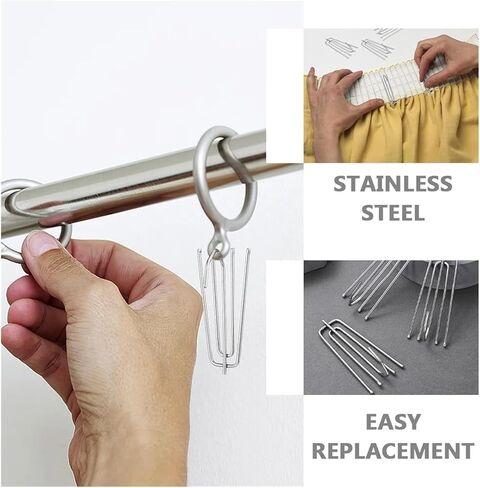 30 Pcs Vulnerable Curtain Hook Tape Pinch Pleat Drapery Hooks Stainless Steel Pleated for Drapes in Kuwait
