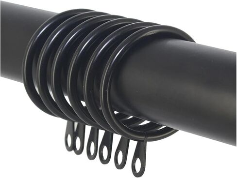 12/24pcs Metal Hanging Hooks Home Curtain Rings Curtain Rod Hook Decoration Parts for 25 to 37 Mm Curtain Rods(Black 24pcs) in Kuwait