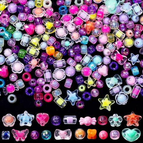OIIKI 130-140g Acrylic Assorted Beads for Jewelry Making, Cute Candy Aesthetic Charms Beads, Colorful Star Rabbit Candy Charms Bulk for DIY Crafts Necklace Bracelet Keychains in Saudi Arabia