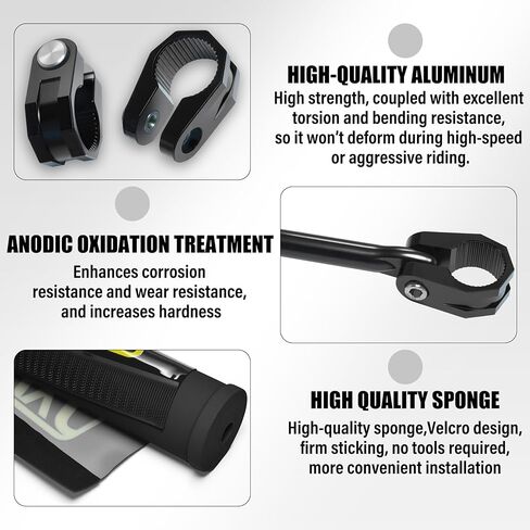 7/8" 22mm Dirt Bike Handlebars, High/Mid/Low Rise, CNC 6061-T6 Aluminum w/Foam Pad, Universal for Pit Dirt Bike ATV Quad Motocross Mini Bike CRF YZF KXF KLX (Black, High Rise Handlebar) in Saudi Arabia
