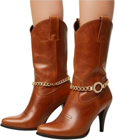TrendyFashionJewelry Women Western Boot Chain Gold Metal Bling Bracelet Shoe Anklet High Heel Circle Ring Charm Handmade In USA BC160 in Saudi Arabia