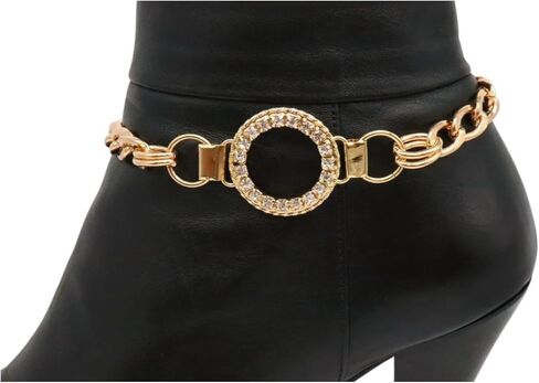 TrendyFashionJewelry Women Western Boot Chain Gold Metal Bling Bracelet Shoe Anklet High Heel Circle Ring Charm Handmade In USA BC160 in Saudi Arabia