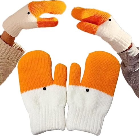 Winter Goose Gloves, Funny Novelty Animal Gloves with Thermal Soft Lining, Cute Goose Mittens Gift for Girl Friend Women in Saudi Arabia