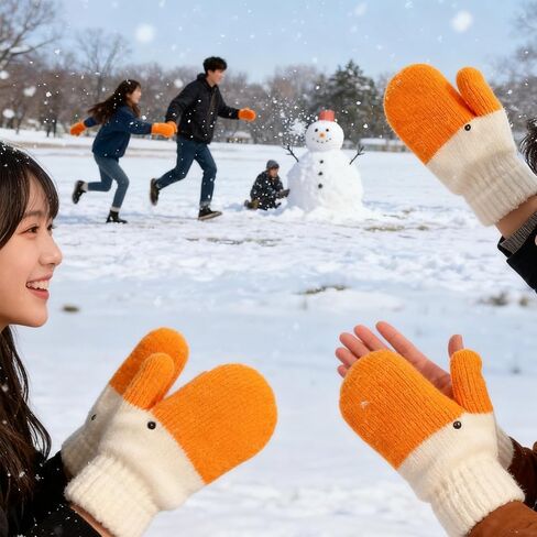Winter Goose Gloves, Funny Novelty Animal Gloves with Thermal Soft Lining, Cute Goose Mittens Gift for Girl Friend Women in Saudi Arabia