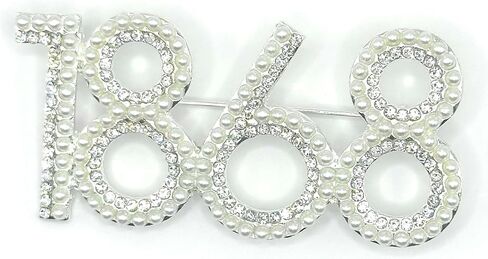 1868 Crystal Pearl Brooch Pin, Inspired by Hampton University, Silver HBCU Commemorative Jewelry, Rhinestone Embellished in Saudi Arabia
