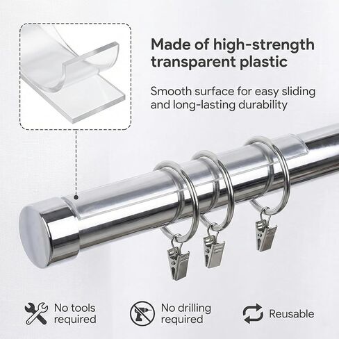 Curtain Glide Tape Curtain Rod Tape Glide Clear Shower Rod Cover Quiet Drapery Ring Tapes for Smooth Sliding Noise Reduction, 1IN*16FT in Saudi Arabia