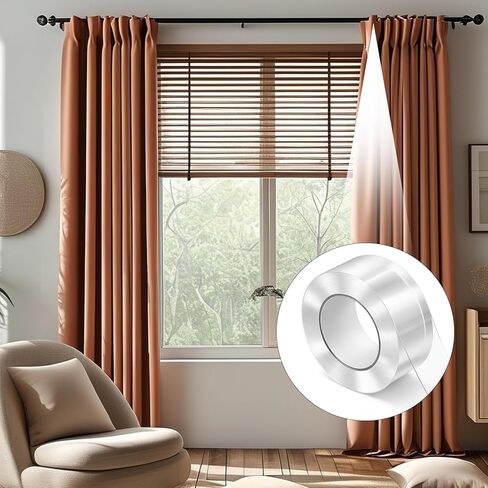 Curtain Glide Tape Curtain Rod Tape Glide Clear Shower Rod Cover Quiet Drapery Ring Tapes for Smooth Sliding Noise Reduction, 1IN*16FT in Saudi Arabia