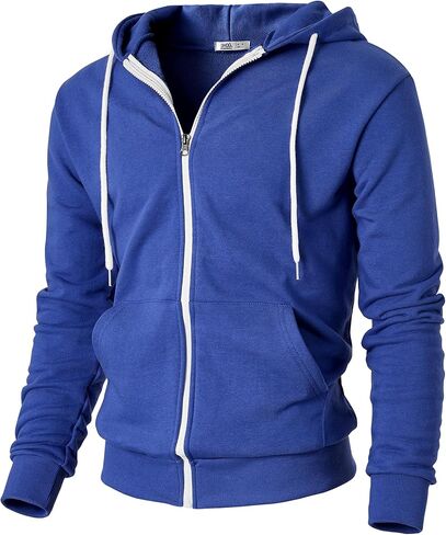 Ohoo Mens Slim Fit Waffle Knit Cotton 100% Zip Up Hoodies Lightweight Casual Long Sleeve with Kanga Pocket in Saudi Arabia