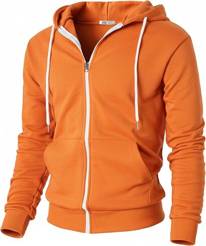 Ohoo Mens Slim Fit Waffle Knit Cotton 100% Zip Up Hoodies Lightweight Casual Long Sleeve with Kanga Pocket in Saudi Arabia