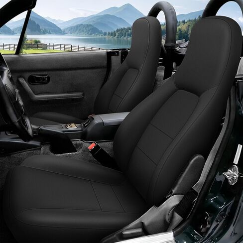 أغطية المقاعد الأمامية المخصصة من SAPUBK يمكن استبدالها لـ 1990-1997 Mazda MX-5 Miata، جلد فاخر للسائق والركاب مع وسادة غطاء مقعد مبطنة من الفوم الناعم المركب الخلفي in Saudi Arabia