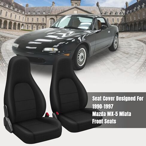 أغطية المقاعد الأمامية المخصصة من SAPUBK يمكن استبدالها لـ 1990-1997 Mazda MX-5 Miata، جلد فاخر للسائق والركاب مع وسادة غطاء مقعد مبطنة من الفوم الناعم المركب الخلفي in Saudi Arabia