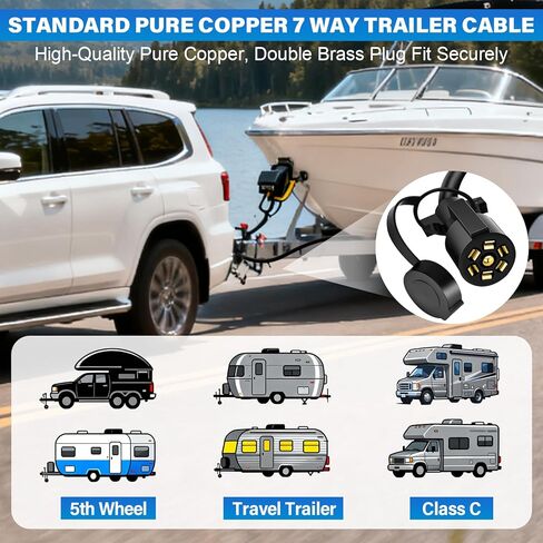 سلك مقطورة 6 أقدام للخدمة الشاقة 7 اتجاهات من النحاس النقي 7 قابس مقطورة سلك مضمن 72 بوصة 7 دبوس أسلاك مقطورة شفرة مزدوجة مصبوبة 7 دبوس قابس دائري لعربة Rvs in Kuwait