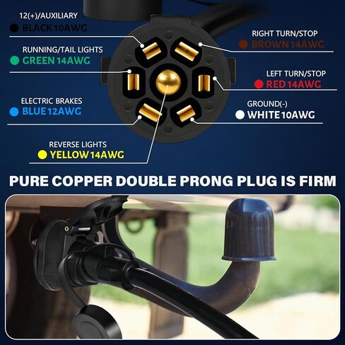 سلك مقطورة 6 أقدام للخدمة الشاقة 7 اتجاهات من النحاس النقي 7 قابس مقطورة سلك مضمن 72 بوصة 7 دبوس أسلاك مقطورة شفرة مزدوجة مصبوبة 7 دبوس قابس دائري لعربة Rvs in Kuwait