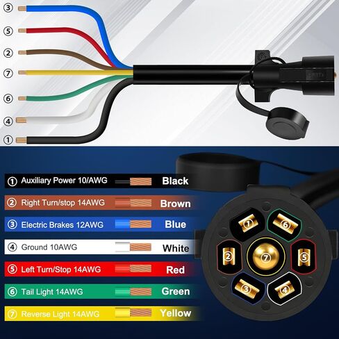 سلك مقطورة 6 أقدام للخدمة الشاقة 7 اتجاهات من النحاس النقي 7 قابس مقطورة سلك مضمن 72 بوصة 7 دبوس أسلاك مقطورة شفرة مزدوجة مصبوبة 7 دبوس قابس دائري لعربة Rvs in Kuwait