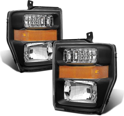 Headlight Assembly for 2005 2006 2007 Ford F250 F350 F450 F550 Super Duty Chrome Housing Amber Reflect 05 Ford Excursion Headlamps Pair Set in Saudi Arabia