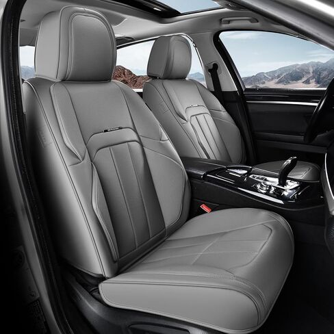 Coverado Car Seat Cover, Cover for Cars Front Seat, Premium Leather, Universal Fit Waterproof Seat Protectors, Car Seat Cushion Non-Slip for Most Cars-Gray in Saudi Arabia