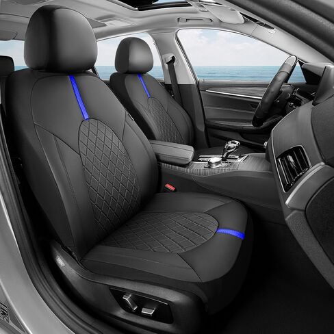 Coverado Universal Leather Seat Covers Full Set for 5 Seats – Waterproof, Durable All-Weather Protector for SUV, Pickup Truck, Sedan, Black&Beige in Saudi Arabia