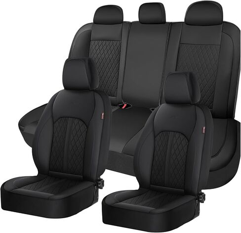 Coverado Universal Leather Seat Covers Full Set for 5 Seats – Waterproof, Durable All-Weather Protector for SUV, Pickup Truck, Sedan, Black&Beige in Saudi Arabia