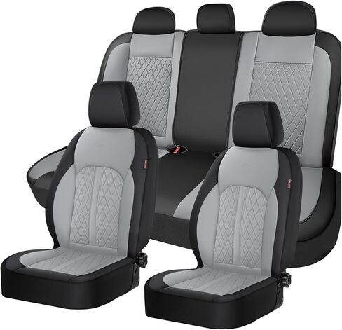 Coverado Universal Leather Seat Covers Full Set for 5 Seats – Waterproof, Durable All-Weather Protector for SUV, Pickup Truck, Sedan, Black&Beige in Saudi Arabia