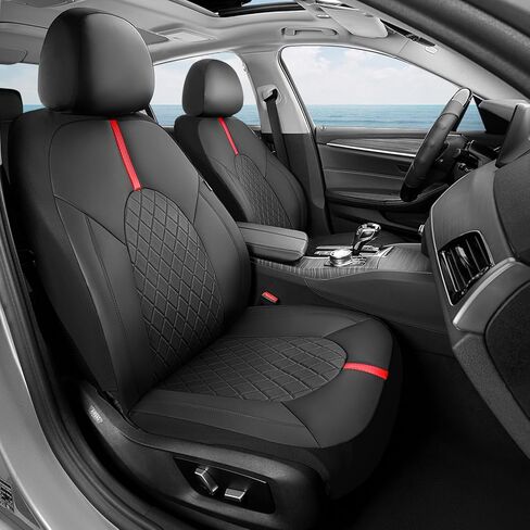 Coverado Universal Leather Seat Covers Full Set for 5 Seats – Waterproof, Durable All-Weather Protector for SUV, Pickup Truck, Sedan, Black&Beige in Saudi Arabia