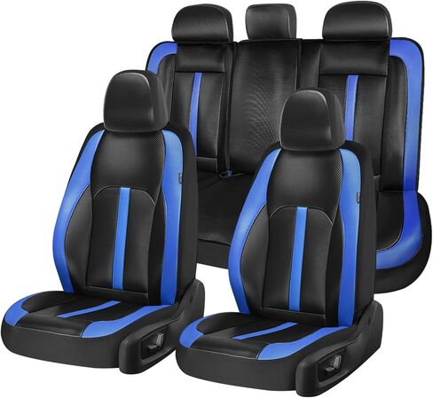 Coverado Universal Leather Seat Covers Full Set for 5 Seats – Waterproof, Durable All-Weather Protector for SUV, Pickup Truck, Sedan, Black&Beige in Saudi Arabia