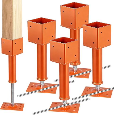 عمود جاك لولبي، 4 × 4 بوصات مقابس أرضية منزلية قابلة للتعديل، نطاق ارتفاع 13.4 بوصة - 18.7 بوصة، سعة تحميل قصوى 24000 رطل، عمود جاك منزلي مؤقت، شعاع شاطئ الطابق السفلي للرفع (4 قطع) in Kuwait