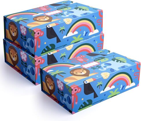 Sorarto Birthday Box for Kids – Jungle Animal Memory Box for Keepsakes with Magnetic Lid – Sturdy Decorative Gift Box for Boys & Girls (Lion, Elephant, Rainbow) – 11.5" x 7.5" x 3.5" in Saudi Arabia