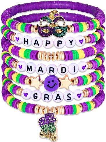 Sfoni Heishi Bracelets for Women, Stackable Letter Vinyl Disc Beads Stretch Bracelet Elastic Layering Friendship Bracelets Rainbow Summer Beach Boho Jewelry Festive Gifts in Kuwait