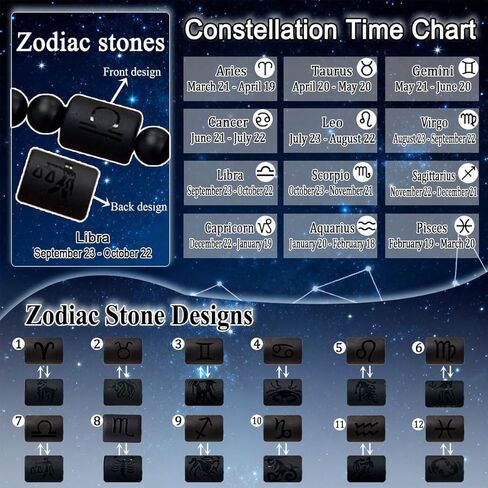 Zodiac Bracelets for Women Men 12 Constellations Healing Crystal Stone Beads Bracelet Birthday Zodiac Gifts Horoscope Spiritual Bracelet Gift in Saudi Arabia