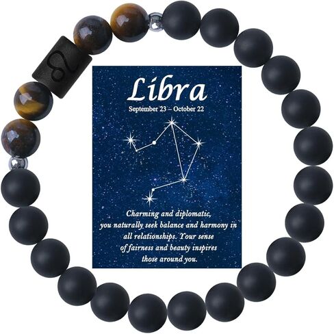 Zodiac Bracelets for Women Men 12 Constellations Healing Crystal Stone Beads Bracelet Birthday Zodiac Gifts Horoscope Spiritual Bracelet Gift in Saudi Arabia