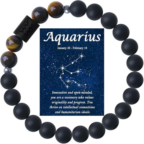 Zodiac Bracelets for Women Men 12 Constellations Healing Crystal Stone Beads Bracelet Birthday Zodiac Gifts Horoscope Spiritual Bracelet Gift in Saudi Arabia