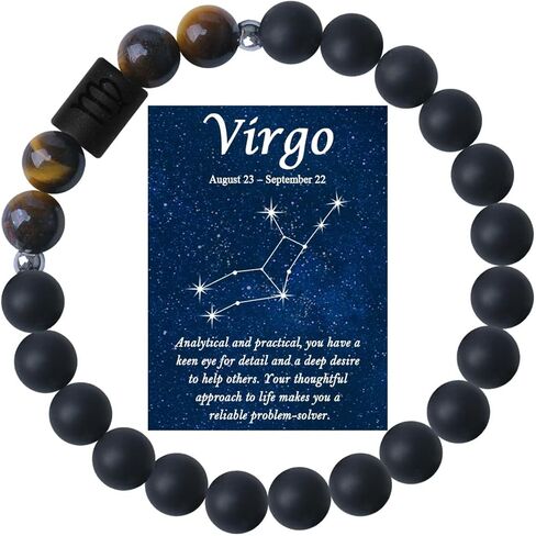 Zodiac Bracelets for Women Men 12 Constellations Healing Crystal Stone Beads Bracelet Birthday Zodiac Gifts Horoscope Spiritual Bracelet Gift in Saudi Arabia