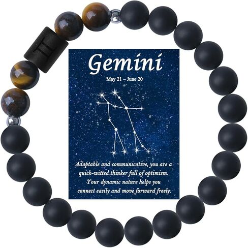 Zodiac Bracelets for Women Men 12 Constellations Healing Crystal Stone Beads Bracelet Birthday Zodiac Gifts Horoscope Spiritual Bracelet Gift in Saudi Arabia