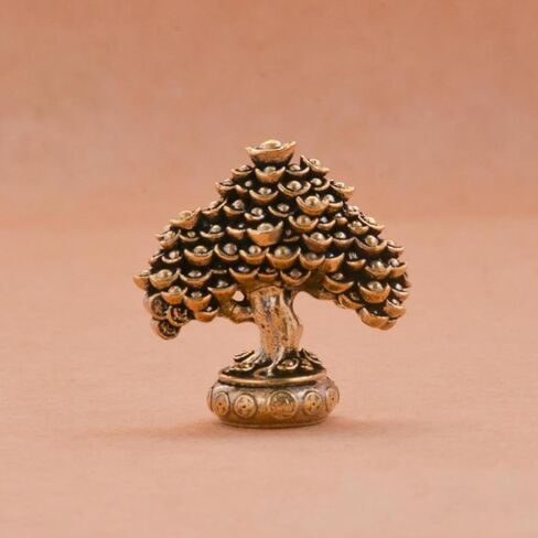 Brass Fortune Tree Ornaments Potted Tree to Attract Wealth and Treasure Ingot Tree Retro Brass Ornaments Living Room Office Desktop Sculpture in Saudi Arabia