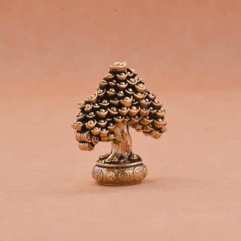 Brass Fortune Tree Ornaments Potted Tree to Attract Wealth and Treasure Ingot Tree Retro Brass Ornaments Living Room Office Desktop Sculpture in Saudi Arabia