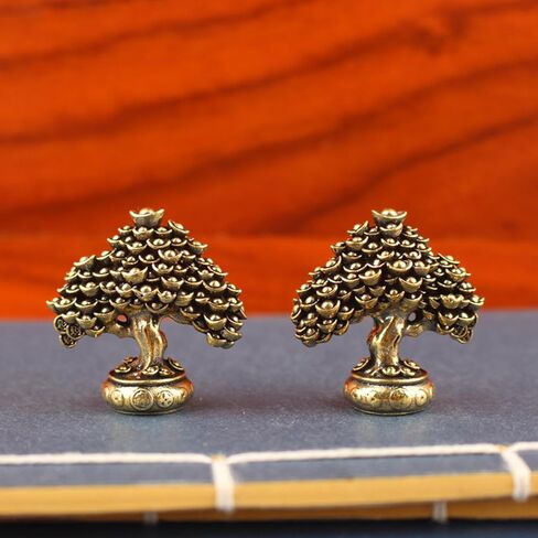 Brass Fortune Tree Ornaments Potted Tree to Attract Wealth and Treasure Ingot Tree Retro Brass Ornaments Living Room Office Desktop Sculpture in Saudi Arabia