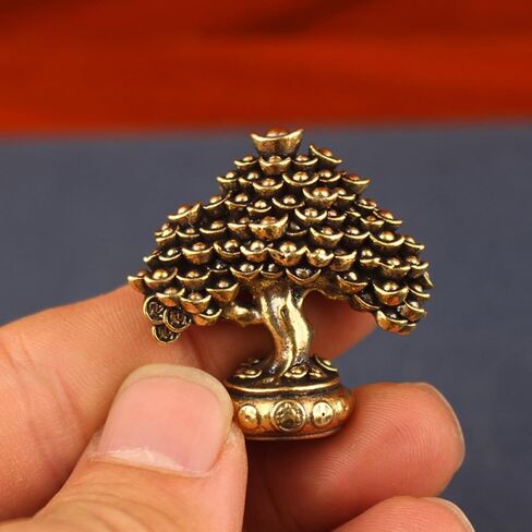 Brass Fortune Tree Ornaments Potted Tree to Attract Wealth and Treasure Ingot Tree Retro Brass Ornaments Living Room Office Desktop Sculpture in Saudi Arabia