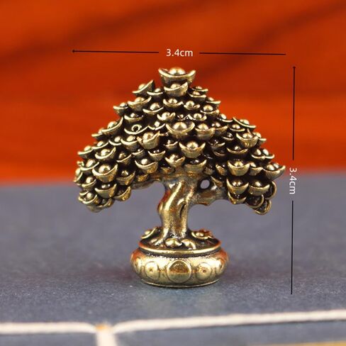 Brass Fortune Tree Ornaments Potted Tree to Attract Wealth and Treasure Ingot Tree Retro Brass Ornaments Living Room Office Desktop Sculpture in Saudi Arabia