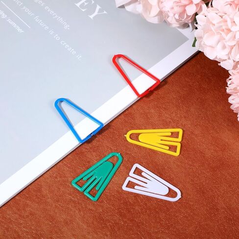 50Pcs Plastic Paper Clips Long Mixed Color Triangle Clips Bookmarks Smooth Colored Paperclip Clamp Assorted Colors Paper Clip for Scrapbooking Planners Notebook Documents Craft Office Home Supplies in Saudi Arabia