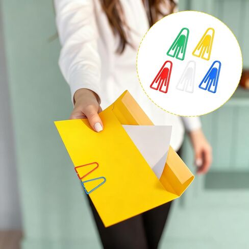 50Pcs Plastic Paper Clips Long Mixed Color Triangle Clips Bookmarks Smooth Colored Paperclip Clamp Assorted Colors Paper Clip for Scrapbooking Planners Notebook Documents Craft Office Home Supplies in Saudi Arabia