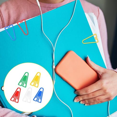 50Pcs Plastic Paper Clips Long Mixed Color Triangle Clips Bookmarks Smooth Colored Paperclip Clamp Assorted Colors Paper Clip for Scrapbooking Planners Notebook Documents Craft Office Home Supplies in Saudi Arabia